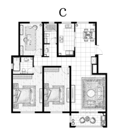 奥体紫兰园3室2厅1厨2卫建面145.00㎡