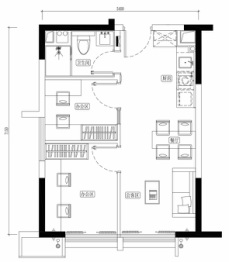 海伦天麓2室2厅1厨1卫建面60.00㎡