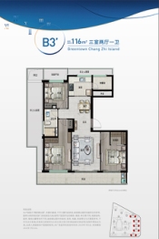 柳岸晓风花园3室2厅1厨1卫建面116.00㎡