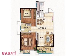 空港新城2室1厅1厨1卫建面89.00㎡