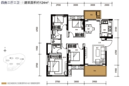 保利海德公园4室2厅1厨2卫建面124.00㎡