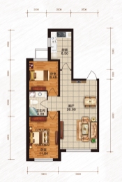 锦绣·东润御景2室2厅1厨1卫建面85.00㎡