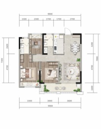 富元君庭3室2厅1厨2卫建面97.00㎡