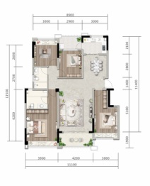 富元君庭4室2厅1厨2卫建面131.00㎡