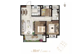 佳源国际天域3室2厅1厨1卫建面89.00㎡