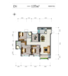 保利·香槟国际4室2厅2卫建面137.00㎡