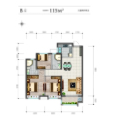 保利·香槟国际3室2厅2卫建面115.00㎡