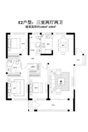 海马公馆二期3室2厅1厨2卫建面136.00㎡