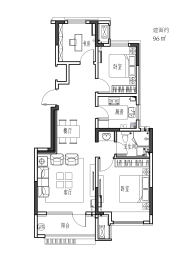 集美云锦2室2厅1厨1卫建面96.00㎡