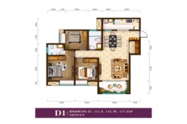 巽林幸福里3室2厅1厨2卫建面109.22㎡