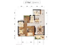碧桂园天熹3室2厅1厨2卫建面94.00㎡