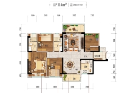 碧桂园天熹4室2厅1厨2卫建面114.00㎡