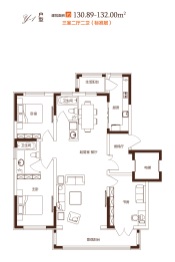 鑫丰云筑3室2厅1厨2卫建面130.89㎡