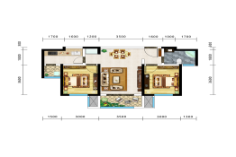 新兴天著2室2厅1厨1卫建面83.00㎡