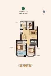 兰溪堡六期3室2厅1厨1卫建面88.00㎡