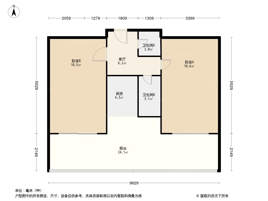 兴化西里2居室户型图