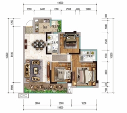 和喜·御荣府3室2厅1厨2卫建面97.00㎡