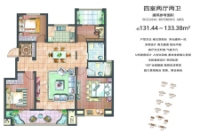 四室131.44-133.38平方米