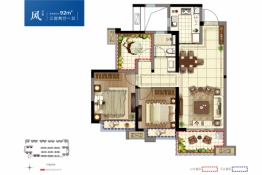 金科·美苑3室2厅1厨1卫建面92.00㎡