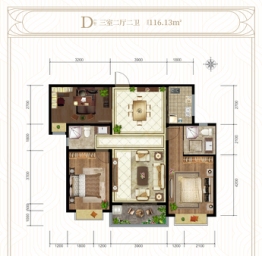 丽和苑 · 东观天下3室2厅1厨2卫建面116.13㎡