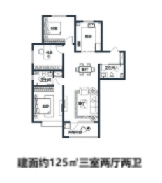 七色堇3室2厅1厨2卫建面125.00㎡