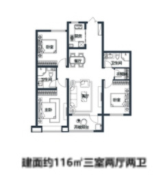 七色堇3室2厅1厨2卫建面116.00㎡