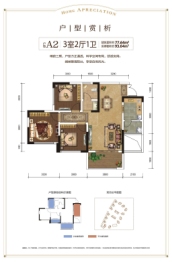 永利·东湖观澜3室2厅1厨2卫建面77.64㎡