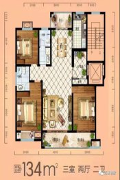 万政美林半岛3室2厅1厨2卫建面134.00㎡