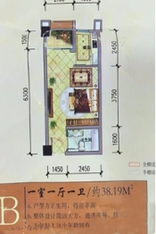 金鹏汉安世纪城1室1厅1厨1卫建面38.19㎡