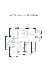 沙湖九号4室2厅1厨3卫建面202.00㎡