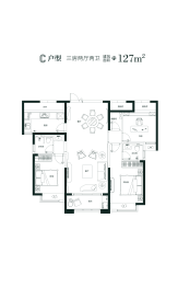 沙湖九号3室2厅1厨2卫建面127.00㎡