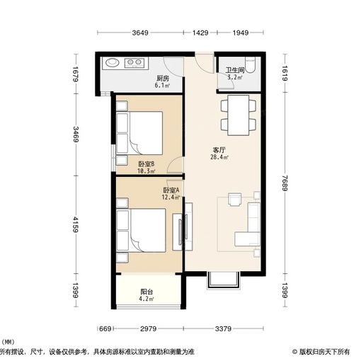 黄岛安子片区昆泉星港 2室2厅 94㎡ 1600元/月