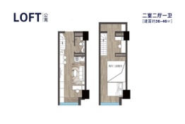 裕昌·聊城国际金融中心2室2厅1厨1卫建面36.00㎡