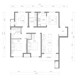 融创·澜山壹號3室2厅1厨2卫建面122.00㎡