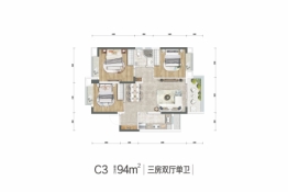 同森锦逸3室2厅1厨1卫建面94.00㎡