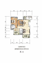 洪州壹號3室2厅1厨2卫建面112.35㎡