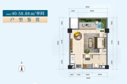 奥园古兜温泉小镇1室1厅1厨1卫建面58.88㎡