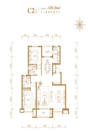 百合雅筑3室2厅1厨2卫建面120.26㎡