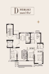 齐河大华齐郡4室2厅1厨2卫建面140.00㎡