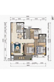 融创春风阿朵小镇3室2厅1厨2卫建面98.00㎡