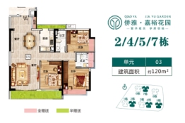 侨雅·嘉裕花园3室2厅1厨2卫建面120.00㎡