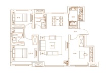 悦隽时代A户型（125 m2 2+1房两厅两卫）