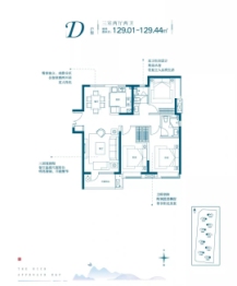 菏泽富力城3室2厅1厨2卫建面129.00㎡