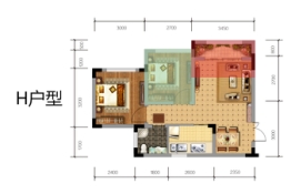 桐梓·兴茂国际旅游度假区2室2厅1厨1卫建面50.42㎡