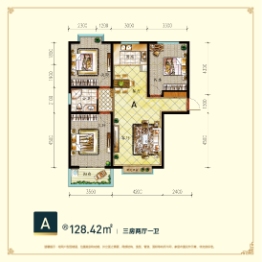 金悦华府3室2厅1厨2卫建面128.42㎡