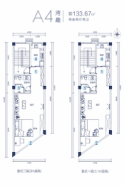 名门海宝湾2室2厅1厨2卫建面133.67㎡