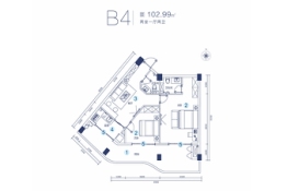 名门海宝湾2室1厅1厨2卫建面102.99㎡