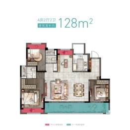 依云兰庭4室2厅1厨2卫建面128.00㎡