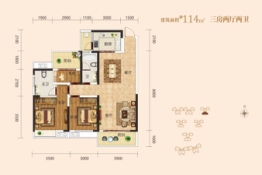 盛地东方芯府3室2厅1厨2卫建面114.00㎡