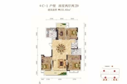 大汉汉园4室2厅1厨2卫建面155.85㎡